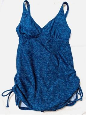 TYR Heathered Blue Girls One-Piece Swim Tank with Side Ties